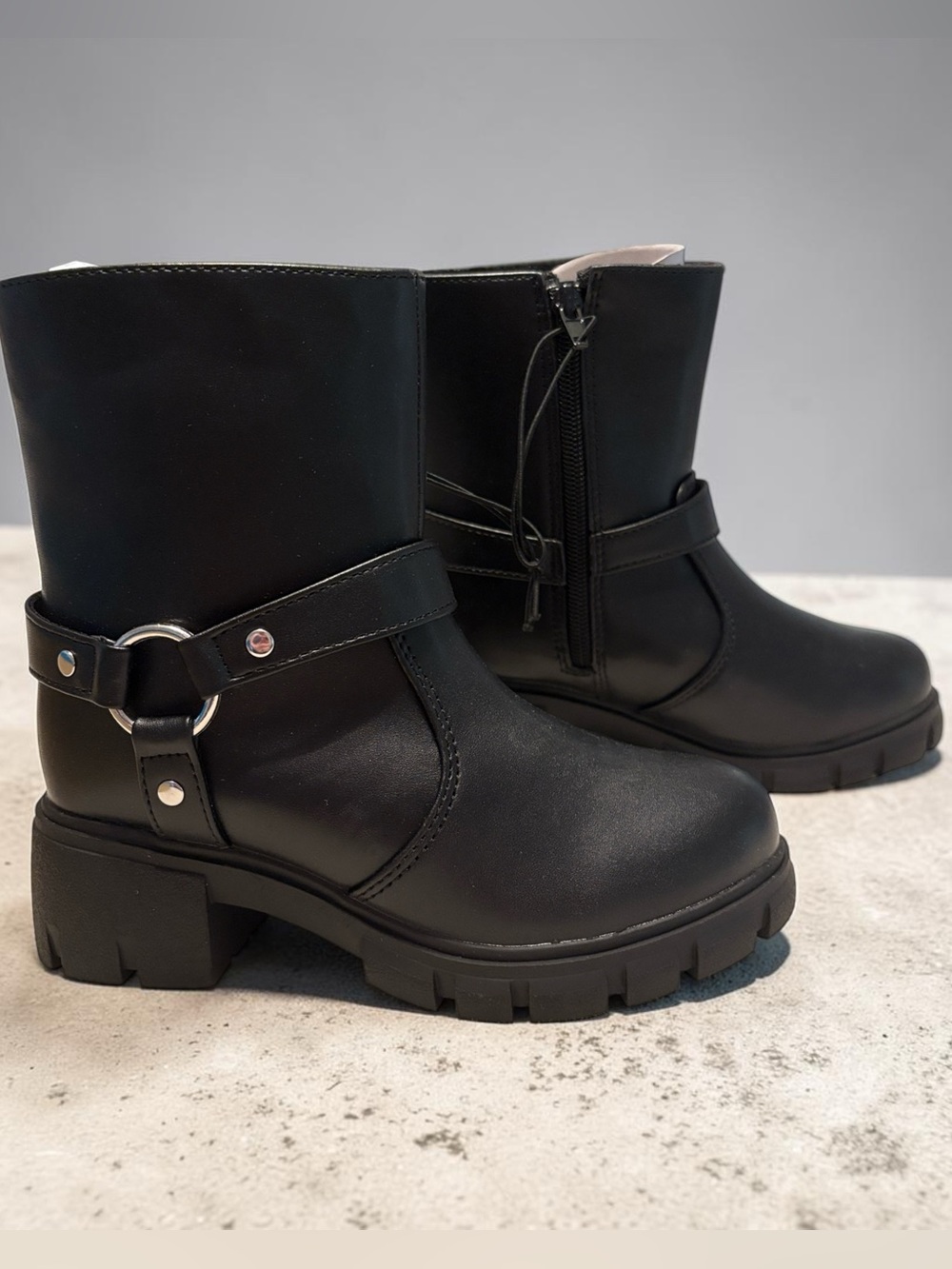 Thereabouts Girls Zuri Black Moto Boots NWT Size 1